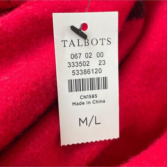 Talbots Women's Red Plaid Poncho With Fringe Hem & Turtleneck Sweater Sz M/L-NEW - Picture 8 of 8